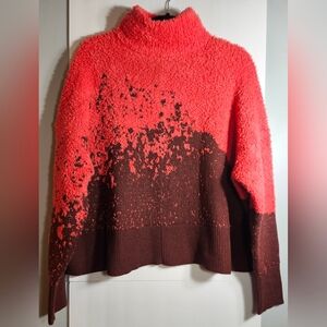 lululemon Vibrant Ombre Knit  Red Merlot /carnation Red Turtleneck Sweater